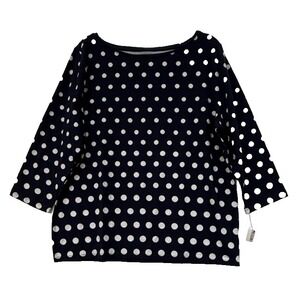 NWT Talbots Plus The Talbots Tee Navy White Dot Stretch T Shirt